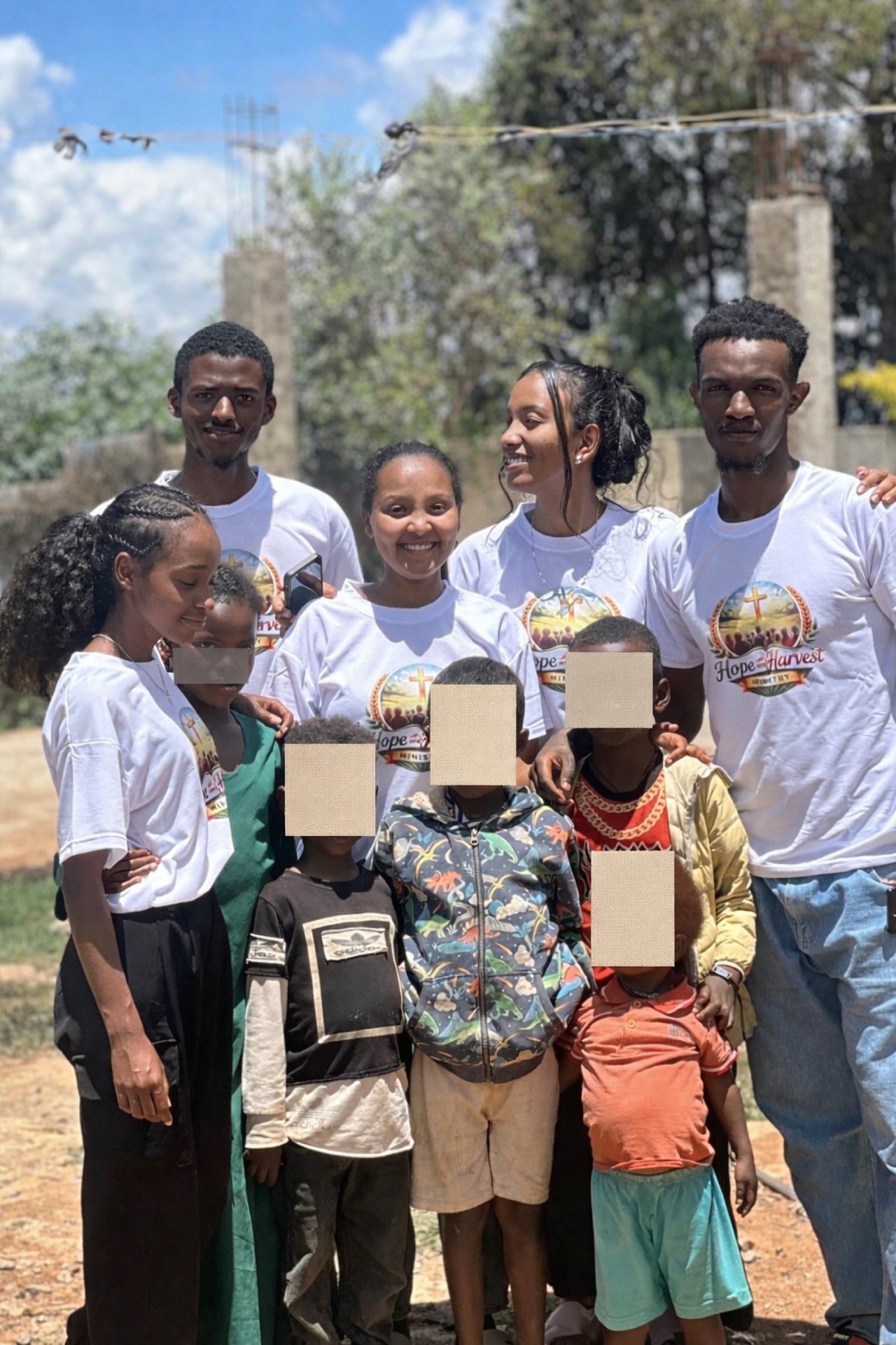 Volunteers visiting a family in the community